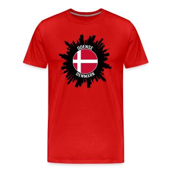 Odense Skyline Danemark Flag Souvenir de voyage - T-shirt bio Premium Homme - rouge - Devant - Damien (186cm)