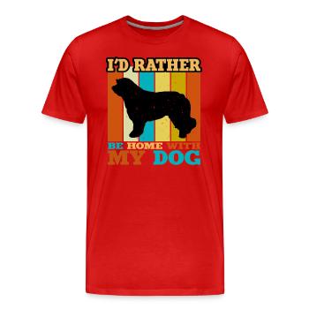 Catalan Sheepdog Dog Lover Silhouette Retro Sunset - Men's Premium Organic T-Shirt - red - Front - Damien (186cm)