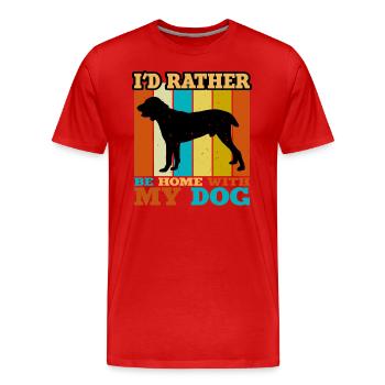 Chien de berger d’Asie centrale Silhouette Rétro Coucher de soleil - T-shirt bio Premium Homme - rouge - Devant - Damien (186cm)