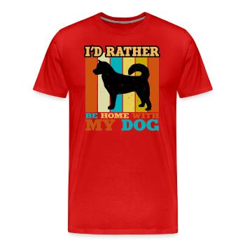 Sibérie orientale Laika Dog Silhouette Retro Sunset - T-shirt bio Premium Homme - rouge - Devant - Damien (186cm)