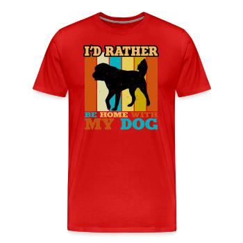 Himalaya Schäferhund Hund Silhouette Retro Sonnenuntergang - Männer Premium Bio T-Shirt - Rot - Vorne - Damien (186cm)