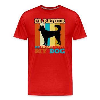 Kai Ken Dog Lover Silhouette Vintage Sunset - Men's Premium Organic T-Shirt - red - Front - Damien (186cm)