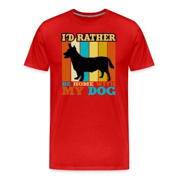 Lancashire Heeler Dog Love Silhouette Retro Sunset - Men's Premium Organic T-Shirt - red - Front - Damien (186cm)