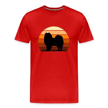 American Eskimo Dog Love Silhouette Vintage Sunset - T-shirt bio Premium Homme - rouge - Devant - Damien (186cm)