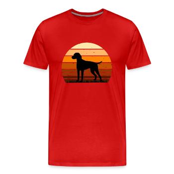 Braque D Auvergne Dog Love Silhouette Retro Sunset - Men's Premium Organic T-Shirt - red - Front - Damien (186cm)