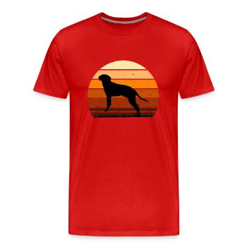 Braque Saint Germain Dog Silhouette Retro Coucher de soleil - T-shirt bio Premium Homme - rouge - Devant - Damien (186cm)