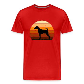 Foxterrier Glatte Hundesilhouette Retro Sonnenuntergang - Männer Premium Bio T-Shirt - Rot - Vorne - Damien (186cm)