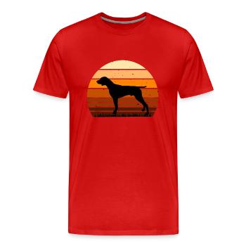 German Shorthaired Pointer Dog Silhouette Retro - Men's Premium Organic T-Shirt - red - Front - Damien (186cm)