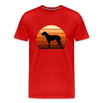 Irish Wolfhound Dog Love Silhouette Vintage Sunset - Men's Premium Organic T-Shirt - red - Front - Damien (186cm)