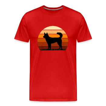 Kai Ken Dog Lover Silhouette Vintage Sunset - Men's Premium Organic T-Shirt - red - Front - Damien (186cm)