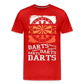 Fléchettes, jeu de fléchettes, jeu de fléchettes, fléchettes, joueurs de fléchettes - T-shirt bio Premium Homme - rouge - Devant - Damien (186cm)