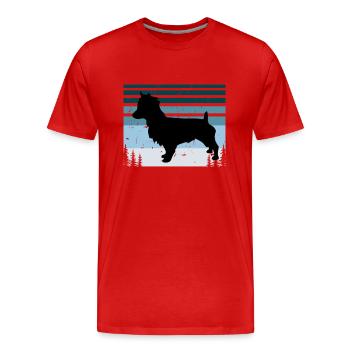Australian Terrier Dog Silhouette Retro Sunset - T-shirt bio Premium Homme - rouge - Devant - Damien (186cm)