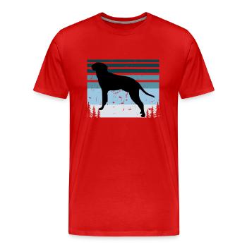 Braque Saint Germain Dog Silhouette Retro Coucher de soleil - T-shirt bio Premium Homme - rouge - Devant - Damien (186cm)