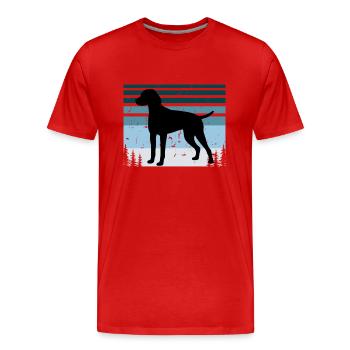 Braque D Auvergne Dog Love Silhouette Retro Sunset - Men's Premium Organic T-Shirt - red - Front - Damien (186cm)