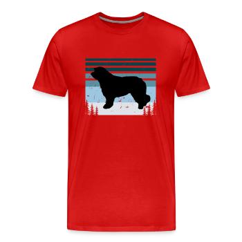 Catalan Sheepdog Dog Lover Silhouette Retro Sunset - Men's Premium Organic T-Shirt - red - Front - Damien (186cm)
