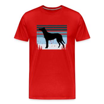 Collie Smooth Dog Lover Silhouette Vintage Sunset - Men's Premium Organic T-Shirt - red - Front - Damien (186cm)