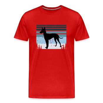 Cirneco Dell Etna Dog Love Silhouette Retro Sonnenuntergang - Männer Premium Bio T-Shirt - Rot - Vorne - Damien (186cm)