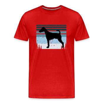 Foxterrier Glatte Hundesilhouette Retro Sonnenuntergang - Männer Premium Bio T-Shirt - Rot - Vorne - Damien (186cm)
