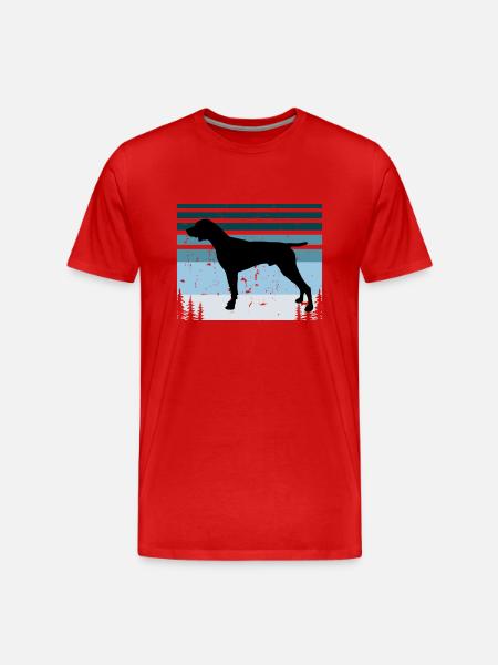 Allemand Pointer Chien Silhouette Rétro - T-shirt bio Premium Homme - rouge