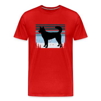 Kai Ken Dog Lover Silhouette Vintage Sunset - Men's Premium Organic T-Shirt - red - Front - Damien (186cm)
