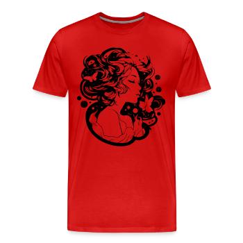 Silhouette - Les papillons enveloppent la femme gothique - T-shirt bio Premium Homme - rouge - Devant - Damien (186cm)