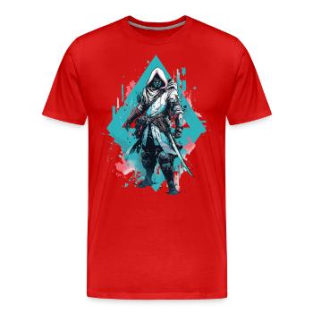 Epic Gamer Cyber Assassin in Pastel Blue - Men's Premium Organic T-Shirt - red - Front - Damien (186cm)