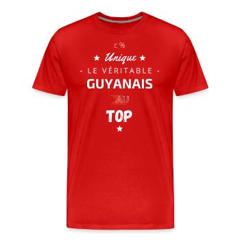 Le véritable guyanais au top - T-shirt bio Premium Homme - rouge - Devant - Damien (186cm)