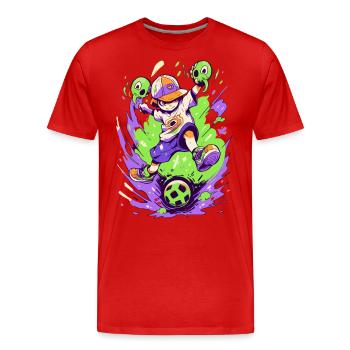 Cool Cartoon Soccer Player StreetArt Gaming - T-shirt bio Premium Homme - rouge - Devant - Damien (186cm)