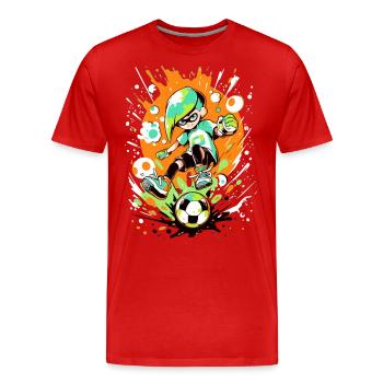 Joueur de football cool dans le look de jeu d’art de rue - T-shirt bio Premium Homme - rouge - Devant - Damien (186cm)