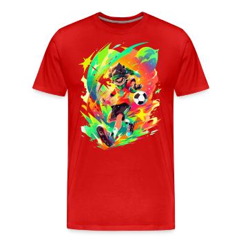 Joueur de football unique de jeu de street art - T-shirt bio Premium Homme - rouge - Devant - Damien (186cm)