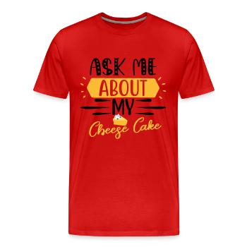 Himmlisch lecker: Frag mich nach meinem Käsekuchen - Männer Premium Bio T-Shirt - Rot - Vorne - Damien (186cm)