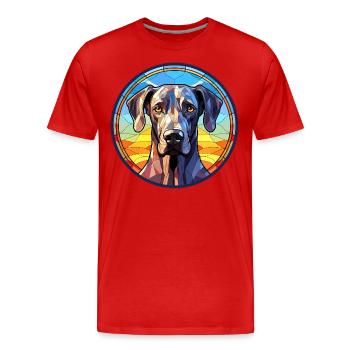Grand Dague Dog Race Aquarelle Verre - T-shirt bio Premium Homme - rouge - Devant - Damien (186cm)