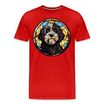Portugiesische Wasserhunderasse Aquarellglas - Männer Premium Bio T-Shirt - Rot - Vorne - Damien (186cm)