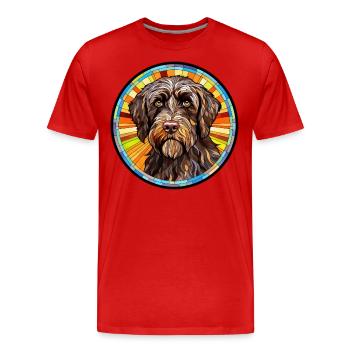 Griffon Griffon Race Aquarelle G - T-shirt bio Premium Homme - rouge - Devant - Damien (186cm)