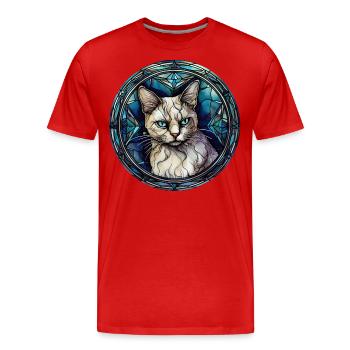 Australian Mist Cat Breed Aquarelle Verre - T-shirt bio Premium Homme - rouge - Devant - Damien (186cm)