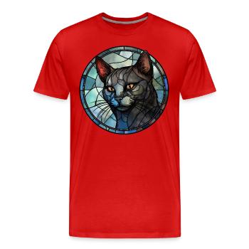 Australian Mist Cat Breed Aquarelle Verre - T-shirt bio Premium Homme - rouge - Devant - Damien (186cm)
