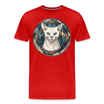 Burmilla Katzenrasse Aquarellglas - Männer Premium Bio T-Shirt - Rot - Vorne - Damien (186cm)