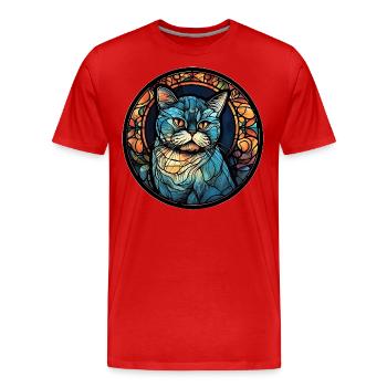 Exotische Kurzhaarkatzenrasse Aquarellglas - Männer Premium Bio T-Shirt - Rot - Vorne - Damien (186cm)