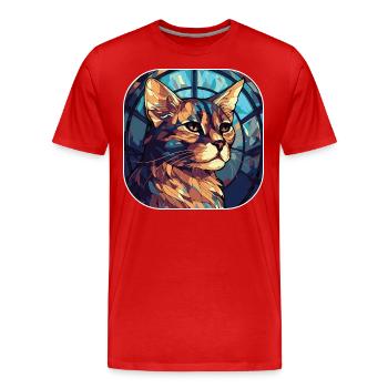 Bunte Aquarellfarbe der braunen Katzenrasse Havanna - Männer Premium Bio T-Shirt - Rot - Vorne - Damien (186cm)
