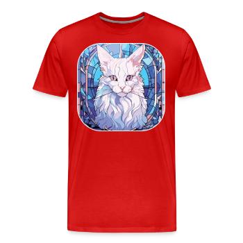 Colorful Turkish Angora Cat Breed Watercolor Paint - Men's Premium Organic T-Shirt - red - Front - Damien (186cm)