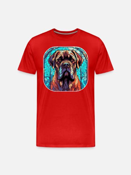 Farverig engelsk mastiff hunderace akvarel glas - Herre Premium T-shirt økologisk - rød