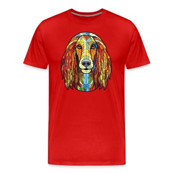 Afghan Hound Dog Watercolor Colorful Painting - Men's Premium Organic T-Shirt - red - Front - Damien (186cm)