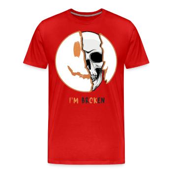 Design effrayant d’Halloween: Crâne « Je suis cassé » - T-shirt bio Premium Homme - rouge - Devant - Damien (186cm)