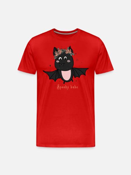 Retro Halloween Design: Spooky Babe Bat - Men's Premium Organic T-Shirt - red