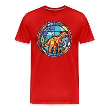Dinosaurier Bunte Aquarell-Tierillustration - Männer Premium Bio T-Shirt - Rot - Vorne - Damien (186cm)
