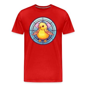Chick Colorful Watercolor Animal Pet Illustration - Men's Premium Organic T-Shirt - red - Front - Damien (186cm)