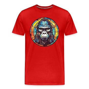 Gorilla Bunte Aquarell-Tierillustration - Männer Premium Bio T-Shirt - Rot - Vorne - Damien (186cm)