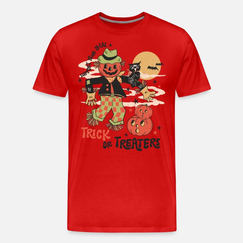 Halloween-Spaß mit gruseliger Retro-Vogelscheuche - Männer Premium Bio T-Shirt - Rot