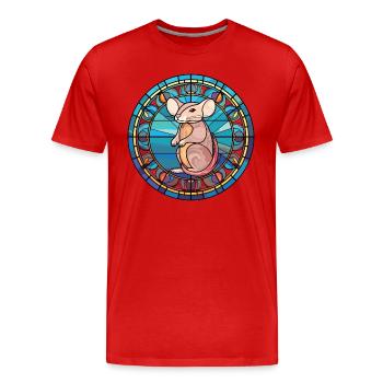 Mouse Colorful Watercolor Animal Pet Illustration - Men's Premium Organic T-Shirt - red - Front - Damien (186cm)