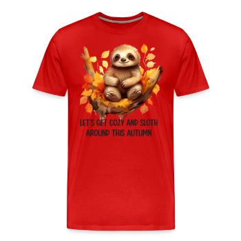 Joli design de paresseux d’automne pour les lève-tard - T-shirt bio Premium Homme - rouge - Devant - Damien (186cm)